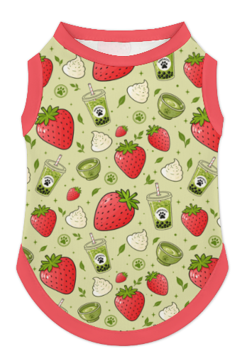 Strawberry Matcha Pet Ice Silk Tank Top